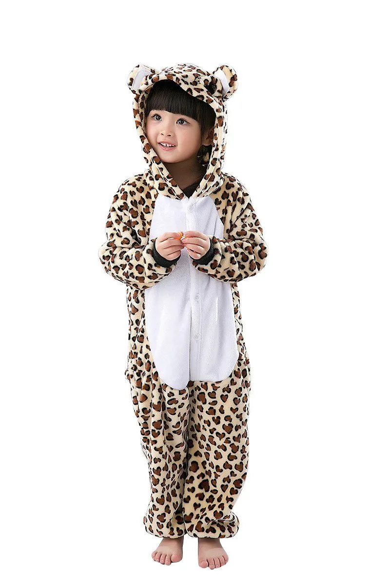 Kids Leopard Bear Onesies Animal Kigurumi Costume Pajamas