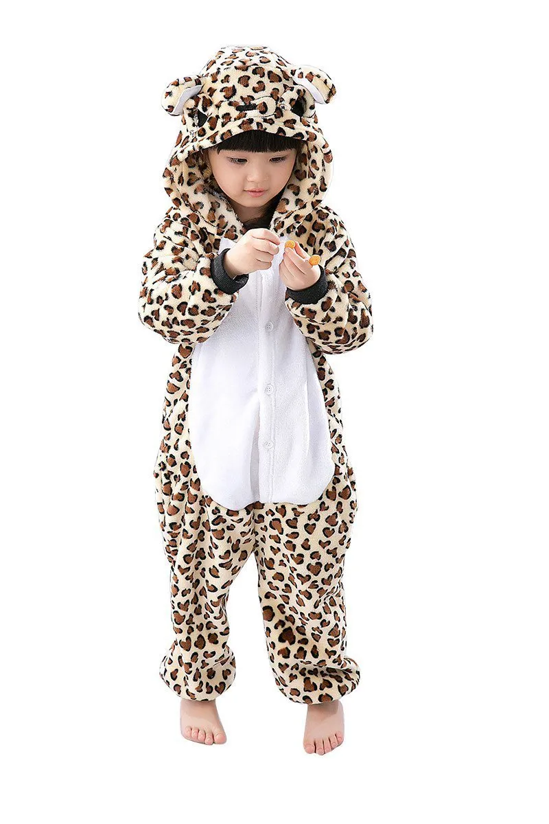 Kids Leopard Bear Onesies Animal Kigurumi Costume Pajamas