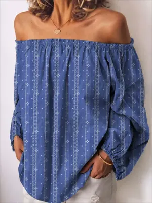 Long Sleeve Cotton Stripes Shirts & Tops