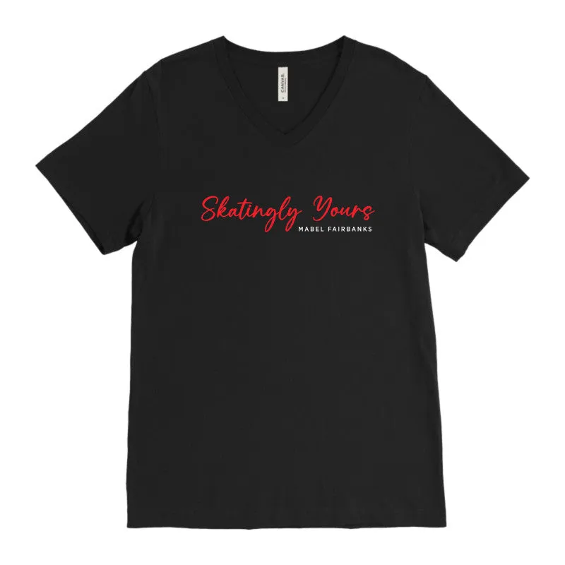 Mabel Fairbanks Skatingly Yours, Short-Sleeve V-Neck T-Shirt