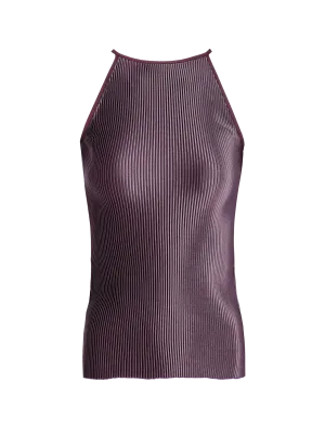 metallic pleated sleeveless top