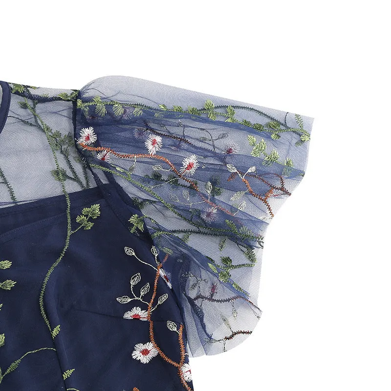 New 1950s Floral Patchwork Lace Dress