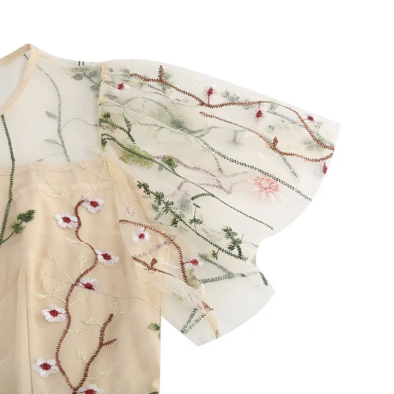 New 1950s Floral Patchwork Lace Dress