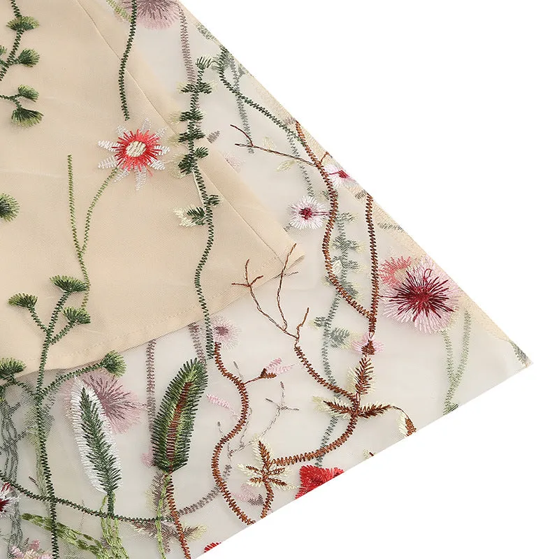 New 1950s Floral Patchwork Lace Dress