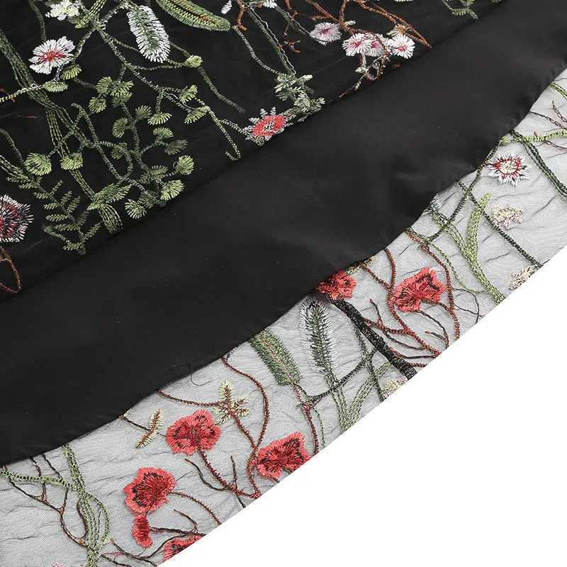 New 1950s Floral Patchwork Lace Dress