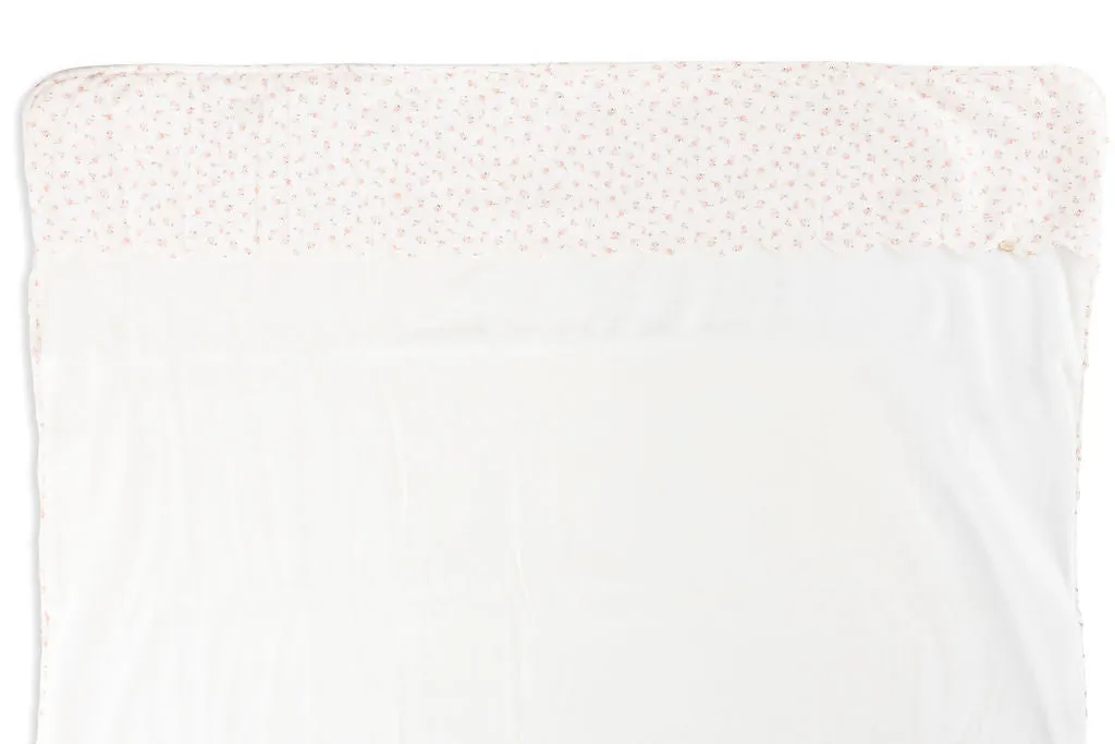 Pink and Ivory Floral Scallop Blanket