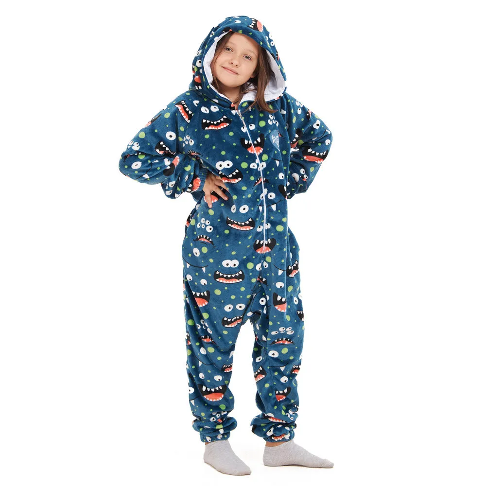 Snuggs Kids Blanket Onesie Blue monster Onesie