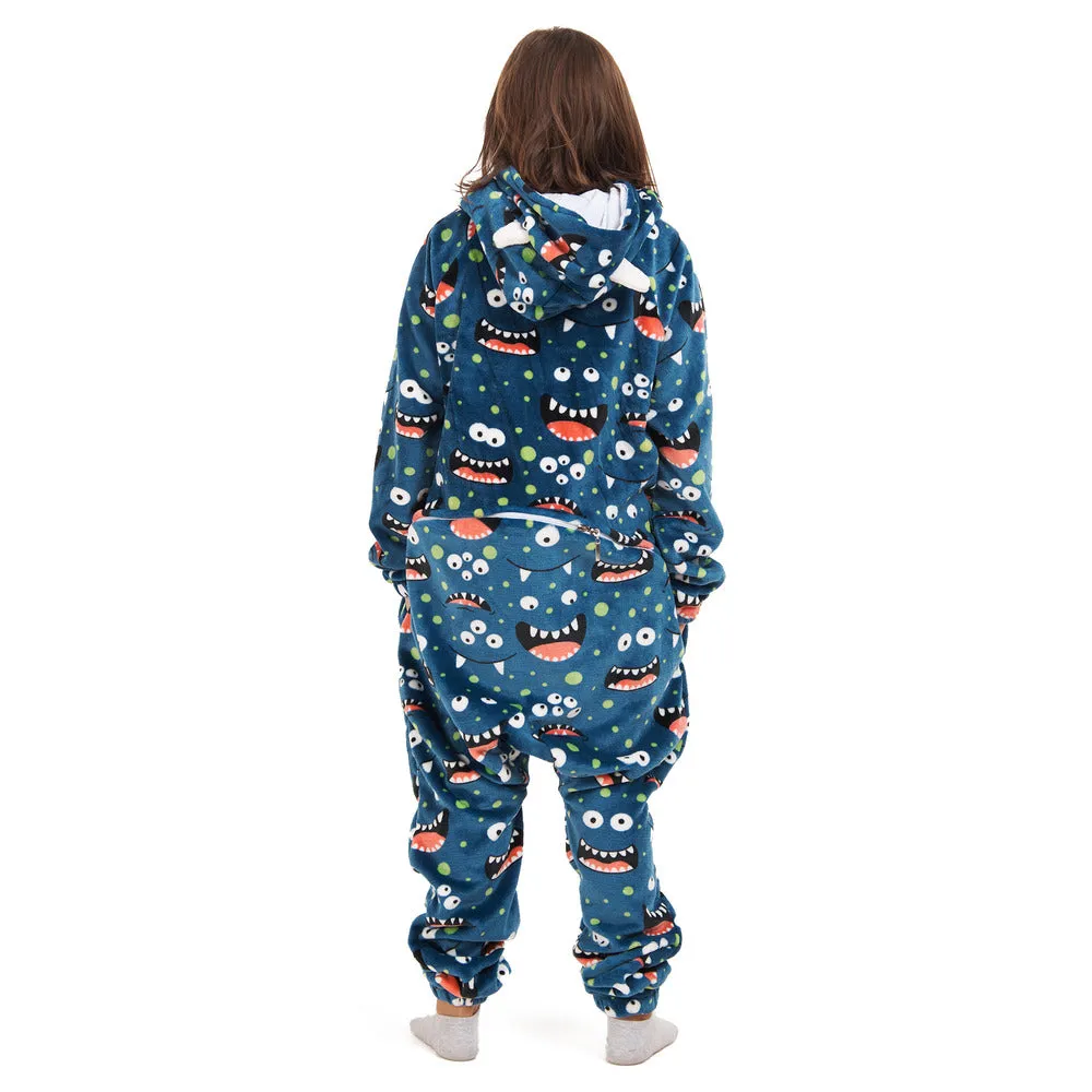 Snuggs Kids Blanket Onesie Blue monster Onesie