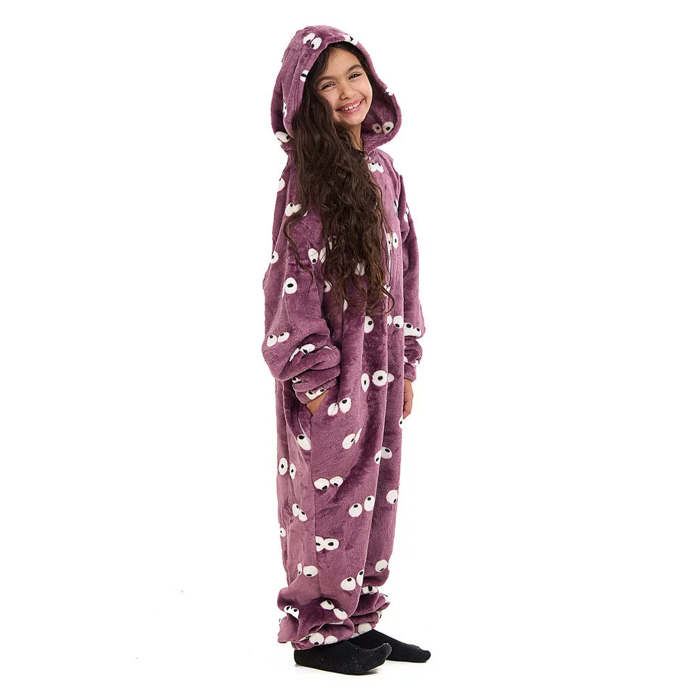 Snuggs Kids Blanket Onesie Mauve Eyes
