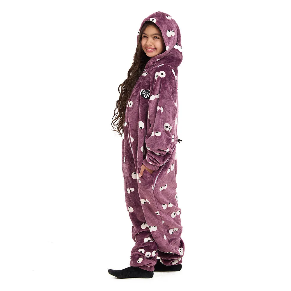 Snuggs Kids Blanket Onesie Mauve Eyes