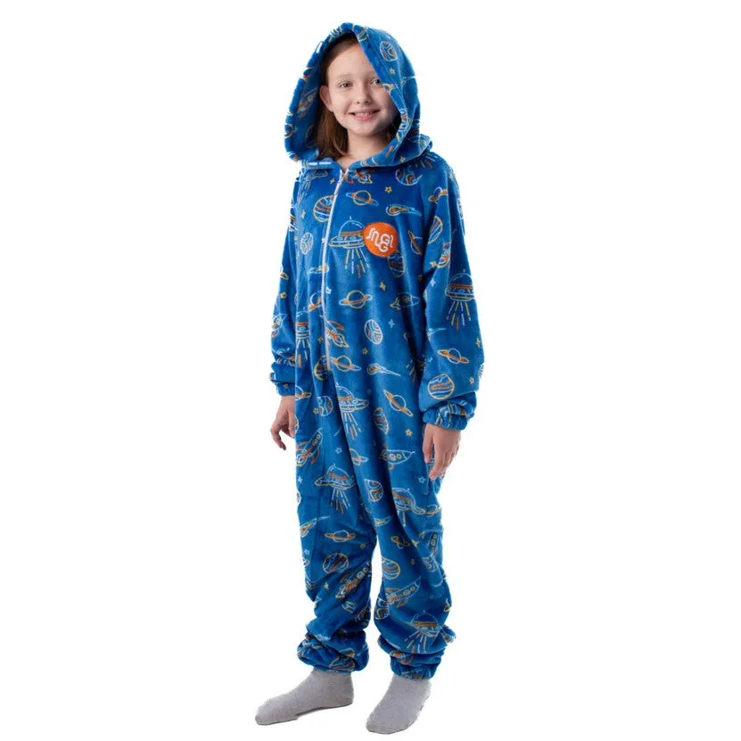 Snuggs Kids Blanket Onesie Royal Blue Space