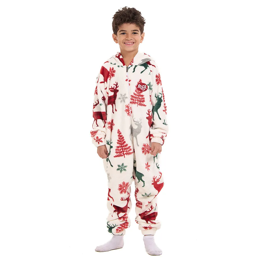 Snuggs Kids Blanket Onesie White Christmas Deer