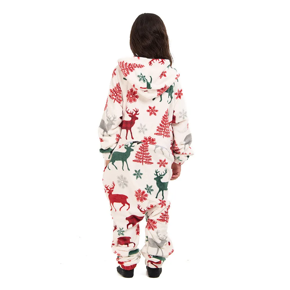 Snuggs Kids Blanket Onesie White Christmas Deer
