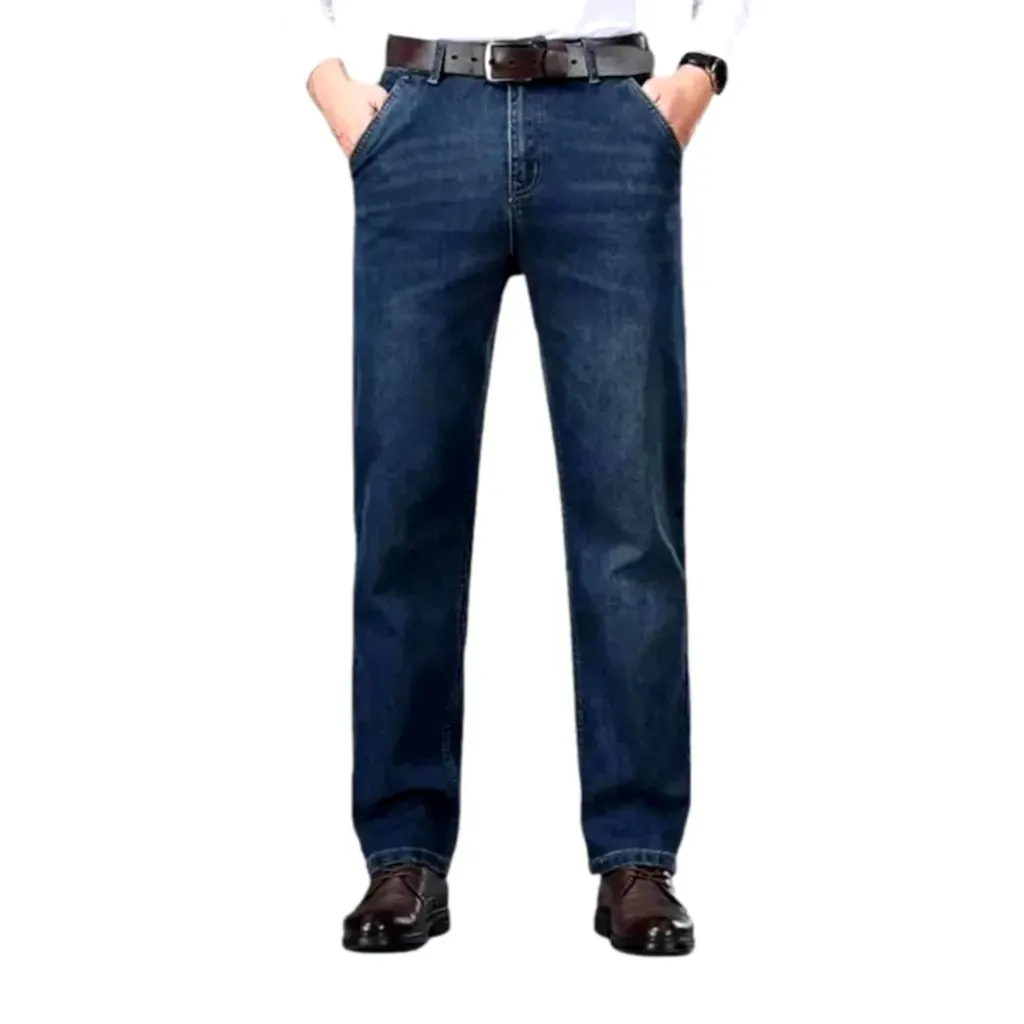 Stonewashed straight casual jeans for men