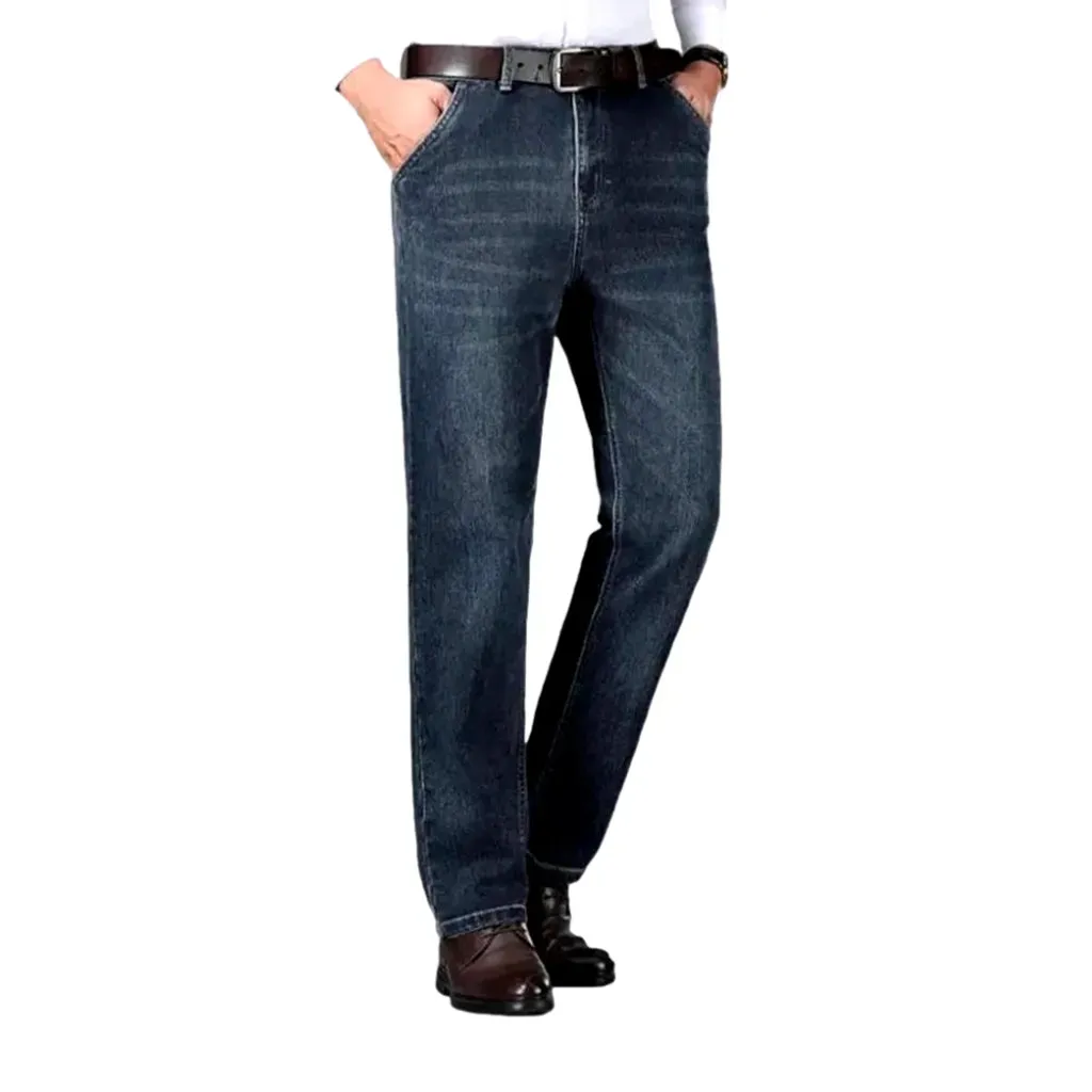 Stonewashed straight casual jeans for men