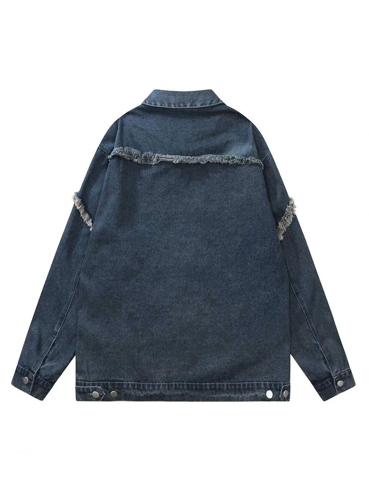 Thesupermade Heavy Raw Edge Zip Up Denim Jacket