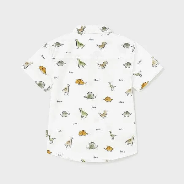 WHITE SHORT SLEEVE PRINT SHIRT FOR BABY BOYS