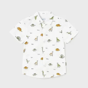 WHITE SHORT SLEEVE PRINT SHIRT FOR BABY BOYS