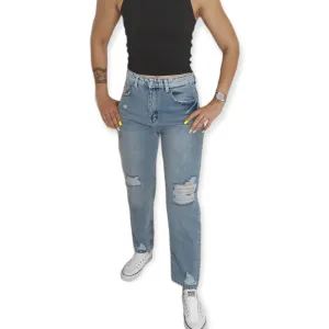 Women Jeans Pants [Mom Fit] [1] - Light Blue